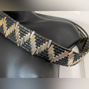 Vintage 1980’s Jose Cotel Made in France Leather Statement Waist Belt-Size 30-33